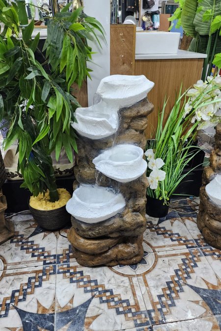 نافورة الشلال الصخري (4 جاطات) – أبيض مع بني صخري